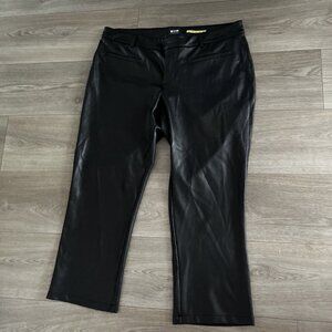 Maeve By Anthropologie Black Faux Leather Pants Size 16 Wide Leg Crop